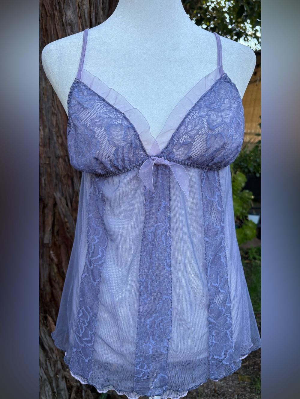 Simply Vera Vera Wang Lavender Lace Mesh Babydoll Chemise Size M